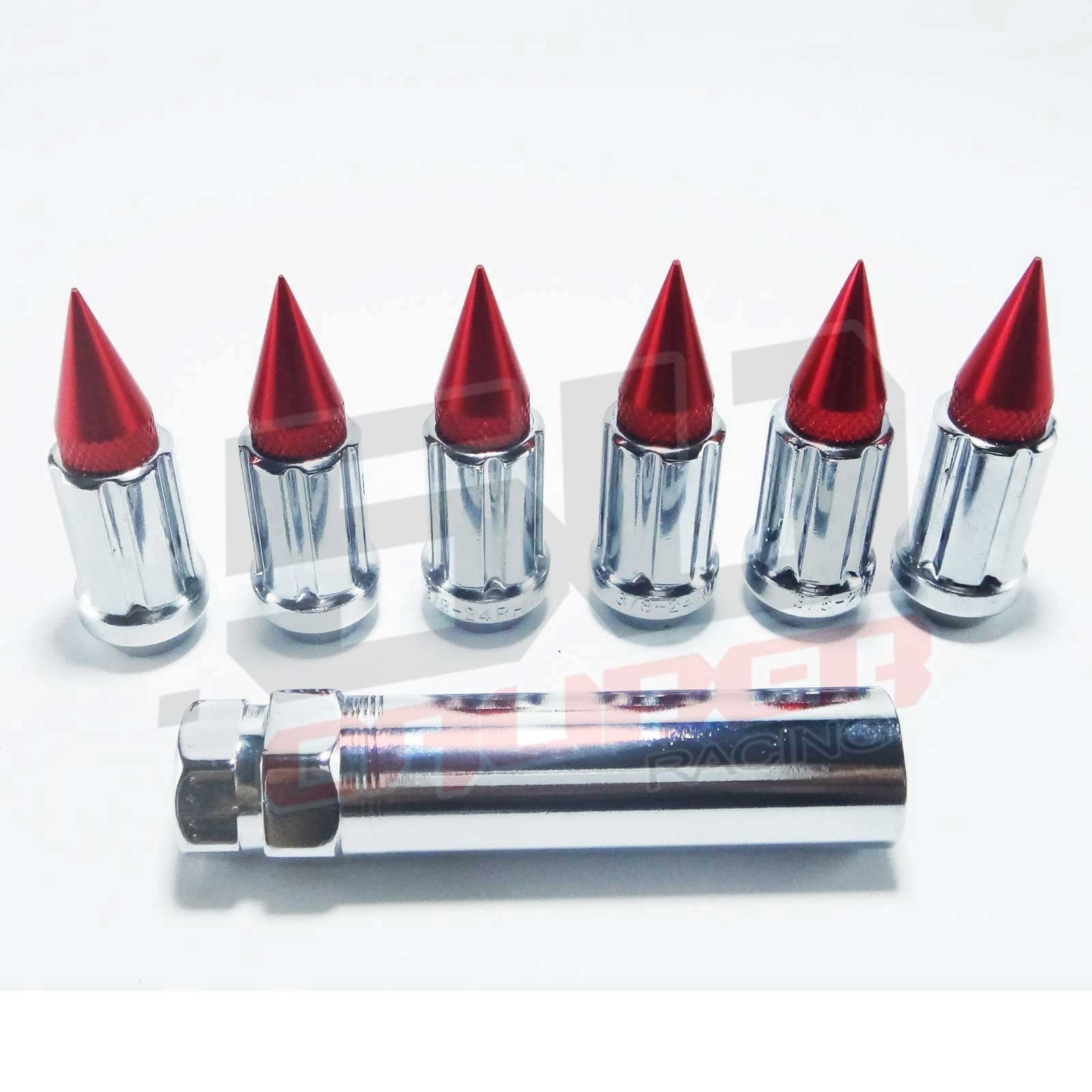 12 x 1.5 mm Chrome Spiked Lug Nuts Anodized - 16 Pack