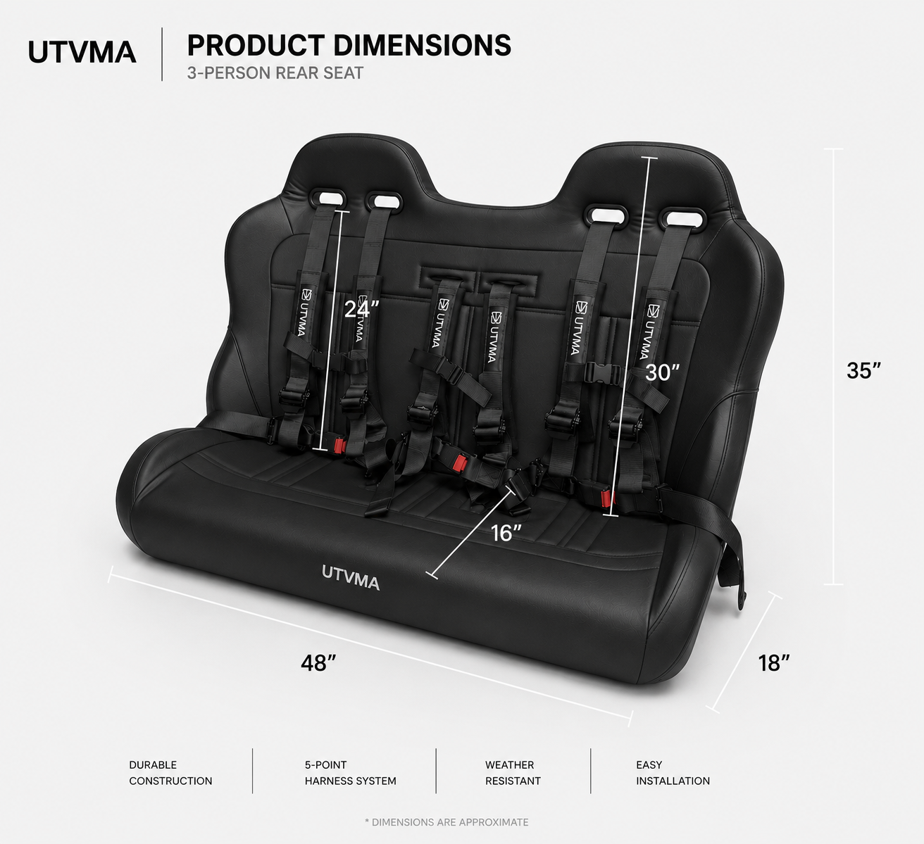 Wolverine RMAX 4 Rear Bench Seat (2021-2024)
