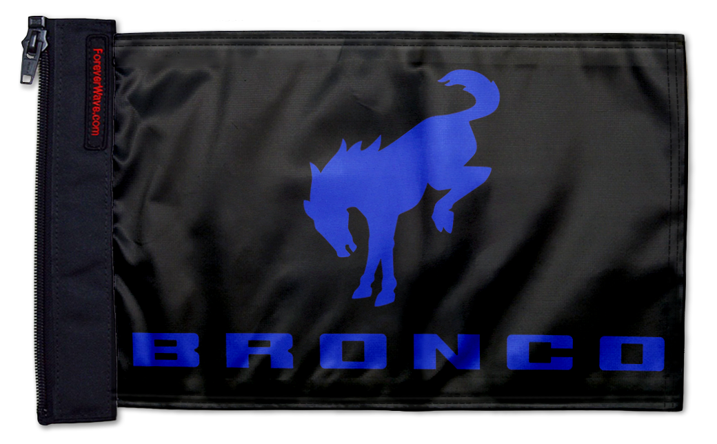 Bucking Bronco 12"x18" Forever Wave Flag for Jeep Wrangler YJ 1986-1995