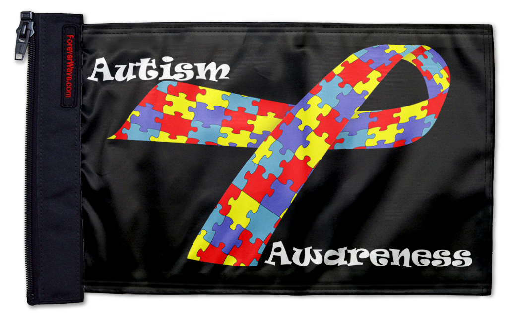Autism Awareness 12"x18" Forever Wave Flag for Bronco