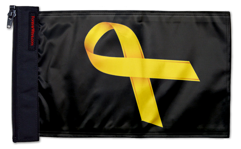 Gold Ribbon 12"x18" Forever Wave Flag for Jeep Wrangler YJ 1986-1995