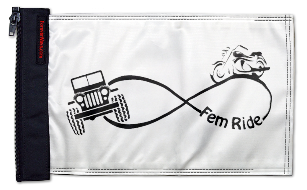 Fem Ride 12"x18" Forever Wave Flag for Jeep Wrangler TJ 1996-2006