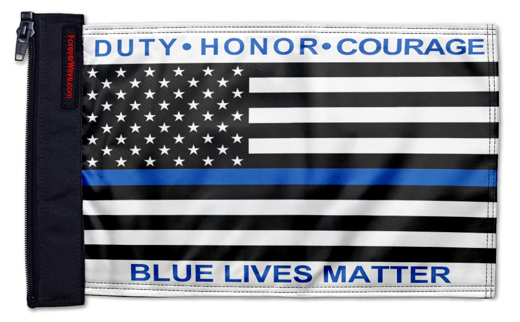 Blue Lives Matter 12"x18" Forever Wave Flag for Golf Carts