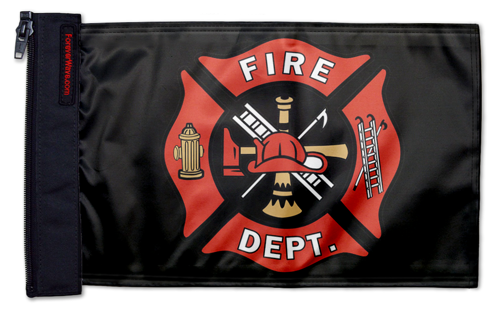 Fire Department 12"x18" Forever Wave Flag for Jeep Wrangler LJ 2003-2006
