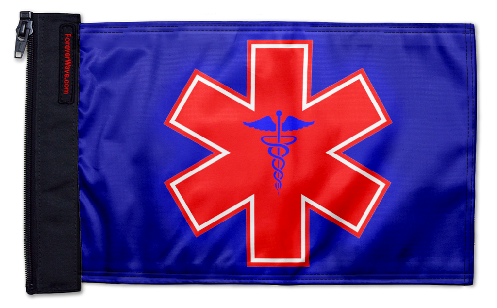 Medical 12"x18" Forever Wave Flag for Jeep Wrangler YJ 1986-1995
