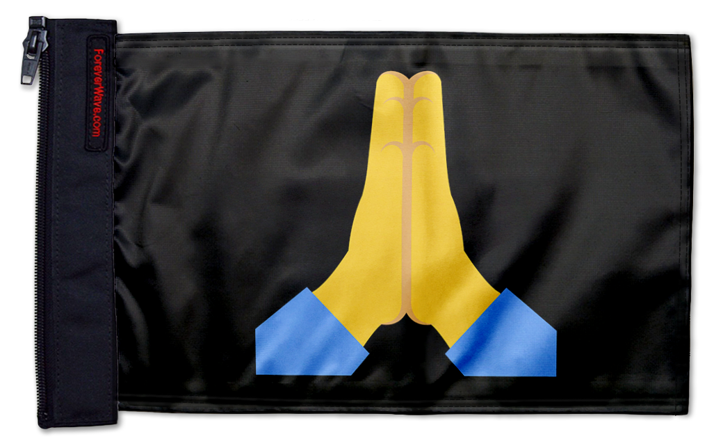 Emoji Praying Hands 12"x18" Forever Wave Flag for Boats