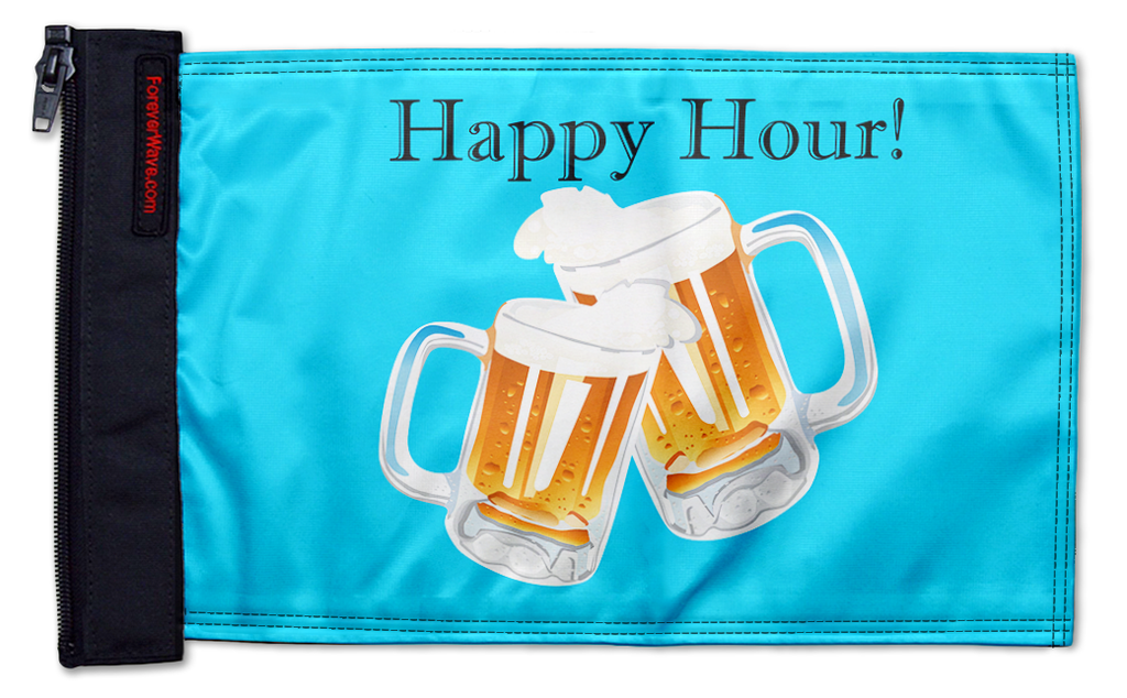 Happy Hour Beers 12"x18" Forever Wave Flag for Jeep Wrangler JK 2-Door 2007-2018