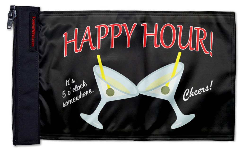 Happy Hour Martinis 12"x18" Forever Wave Flag for Boats