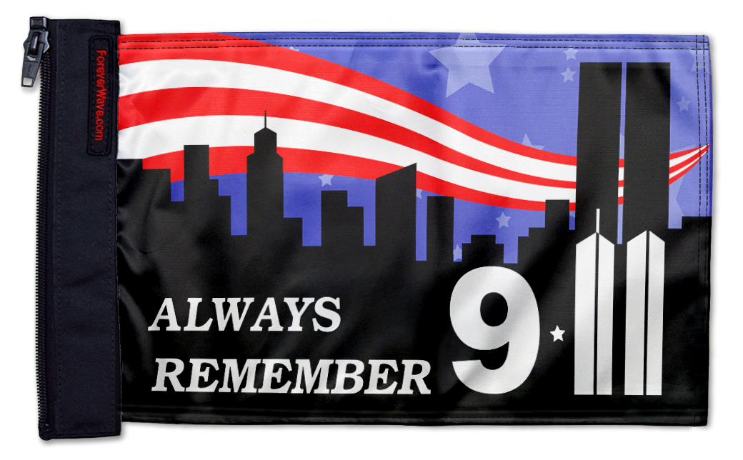 911 Tribute 12"x18" Forever Wave Flag for Jeep Wrangler CJ-7 and CJ-8 1976-1986
