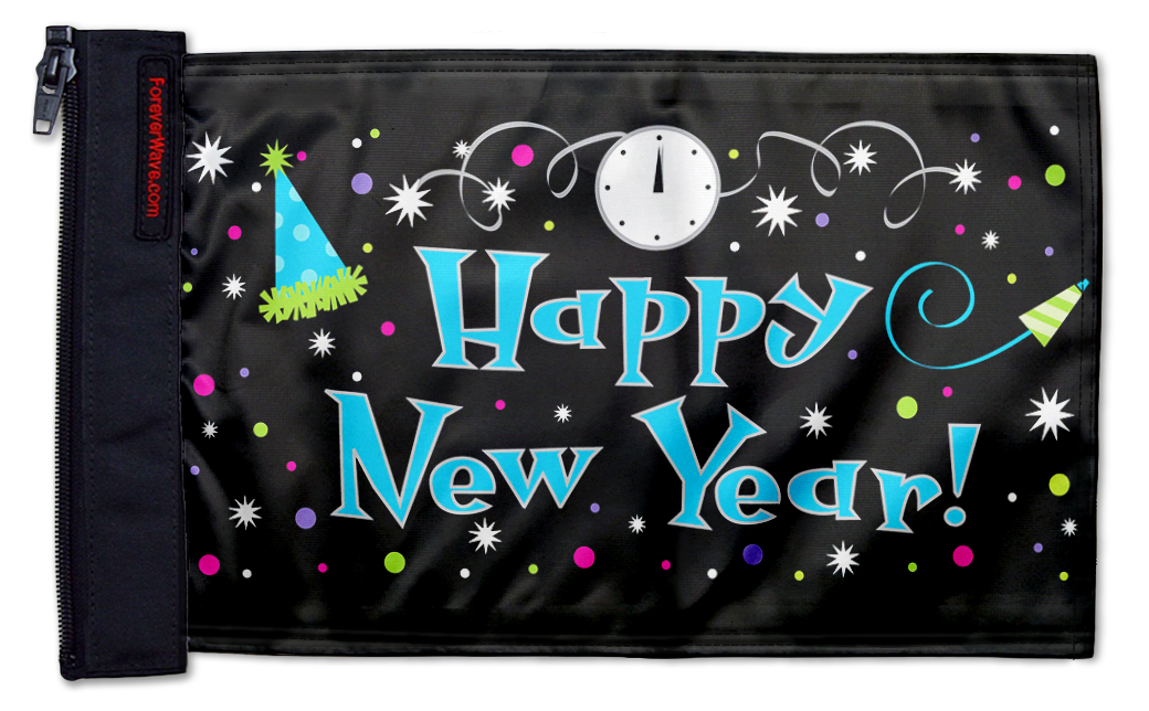 Happy New Year 12"x18" Forever Wave Flag for Jeep Wrangler LJ 2003-2006