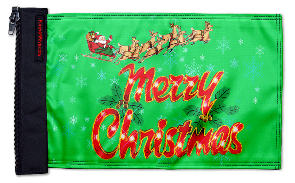 Merry Christmas 12"x18" Forever Wave Flag for Jeep Wrangler JK 2-Door 2007-2018