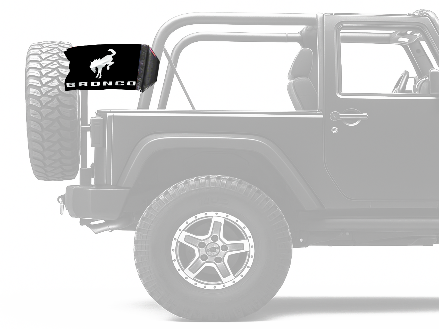 Bucking Bronco 12"x18" Forever Wave Flag for Jeep Wrangler JKU 4-Door 2007-2018