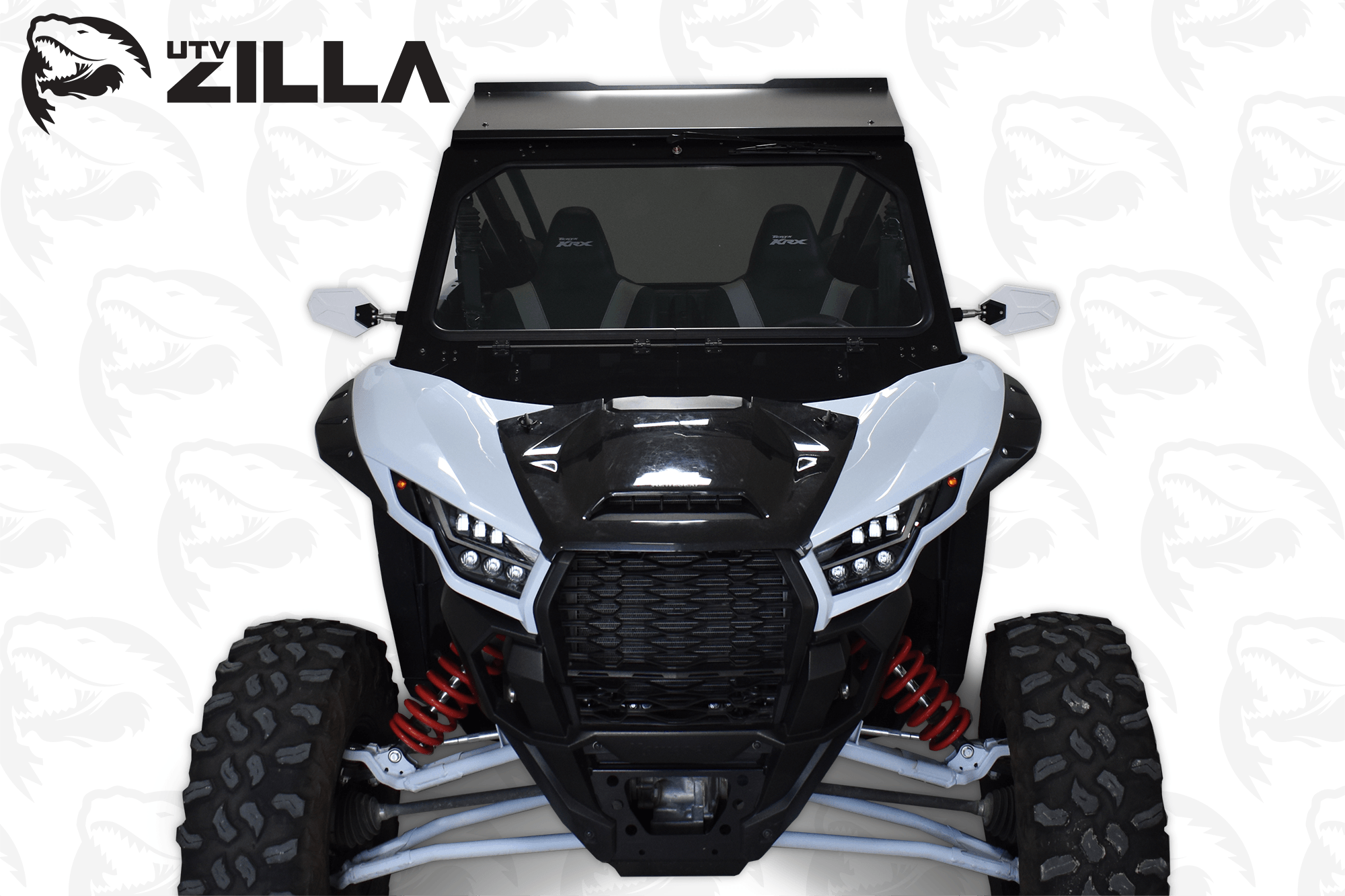Black Vented KRX Full Glass Windshield with Wiper