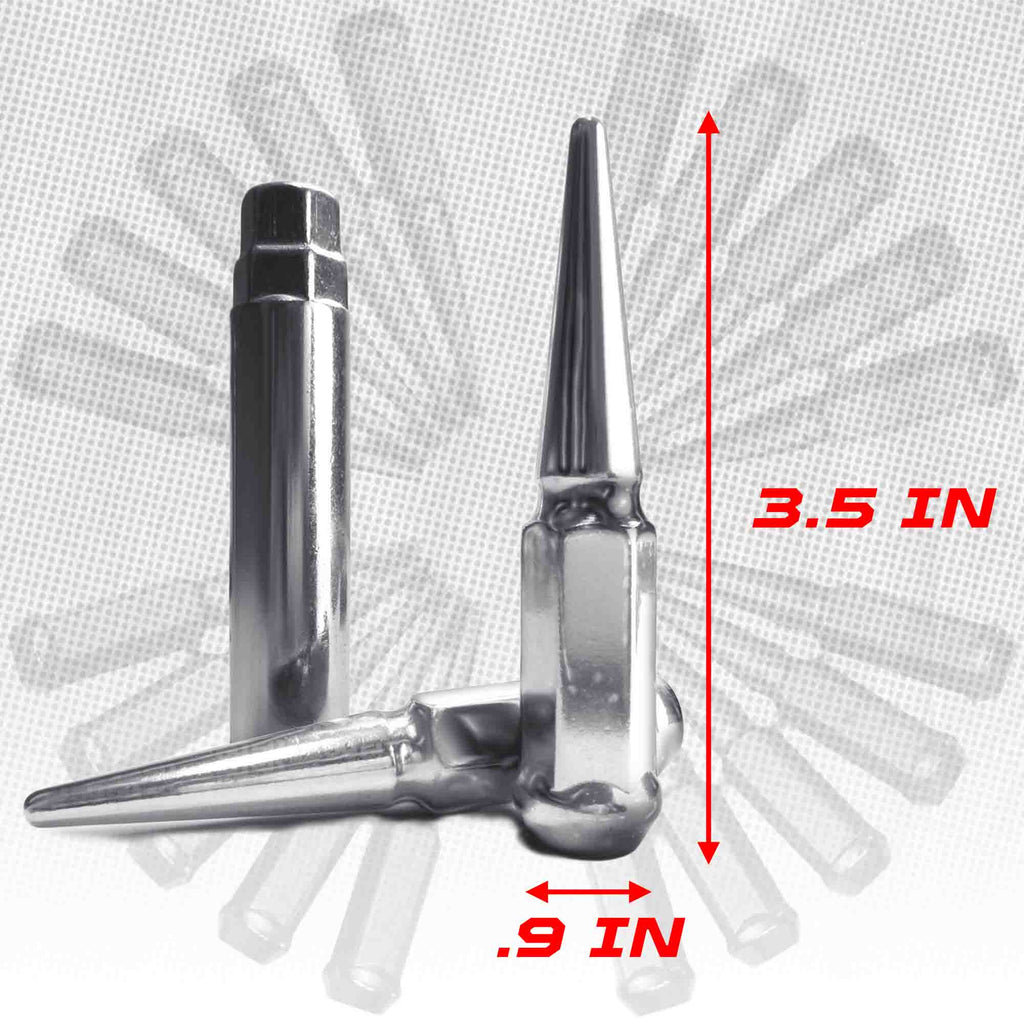 10x1.25mm Extended Spike Lug Nuts - 60 Degree Taper Seat
