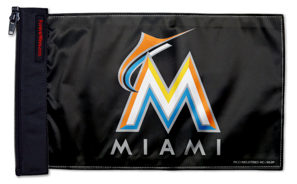 Miami Marlins 11"x17" Forever Wave Flag for Jeep Wrangler JK 2-Door 2007-2018