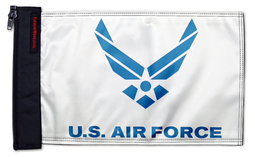Air Force White12"x18" Forever Wave Flag for Golf Carts