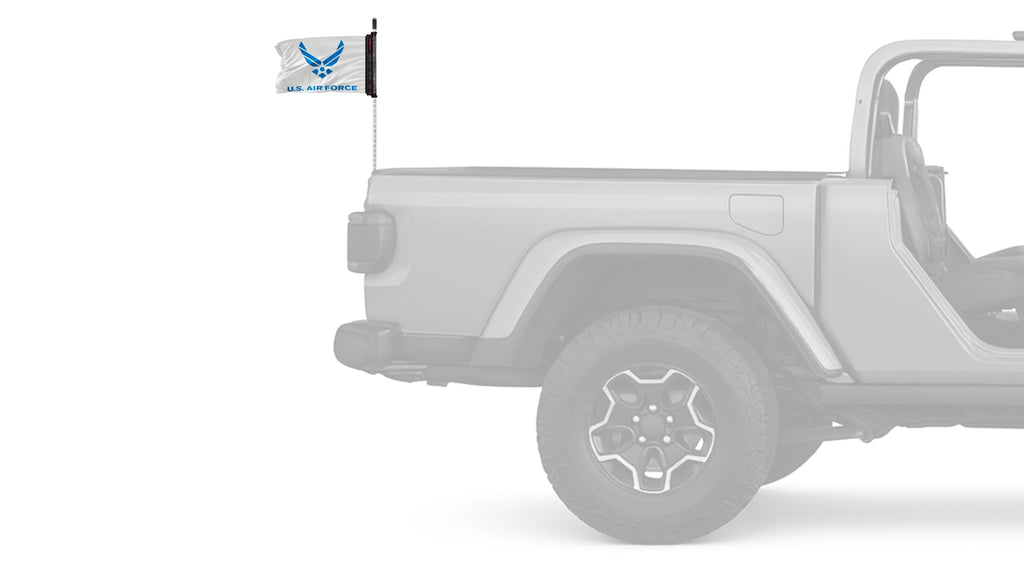 Air Force White12"x18" Forever Wave Flag for Jeep Wrangler JLU 4-Door 2018-Present