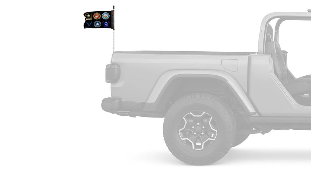 Armed Forces 12"x18" Forever Wave Flag for Jeep Wrangler JKU 4-Door 2007-2018