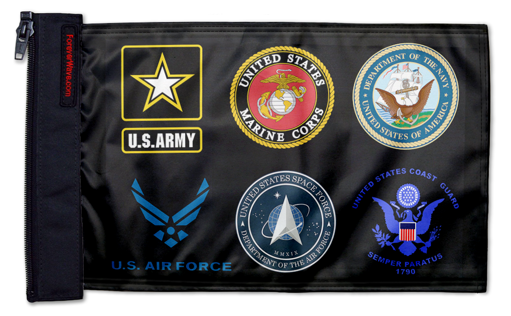 Armed Forces 12"x18" Forever Wave Flag for Boats
