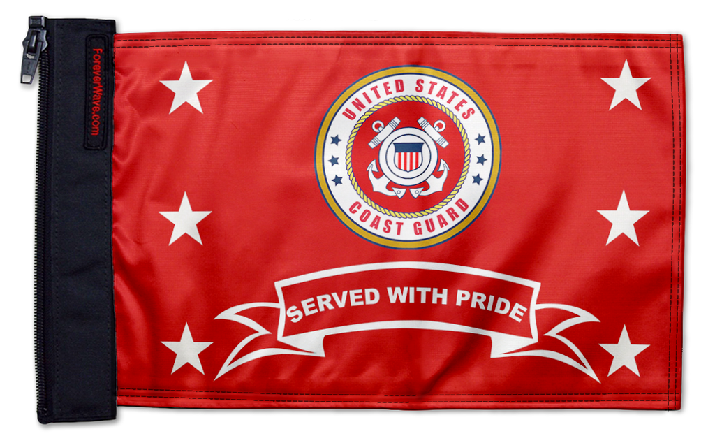 Coast Guard Served With Pride 12"x18" Forever Wave Flag for Jeep Wrangler JLU 4-Door 2018-Present