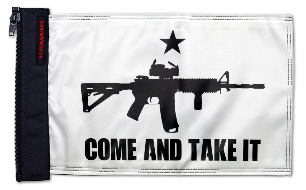 Gonzales Machine Gun 12"x18" Forever Wave Flag for Jeep Wrangler JK 2-Door 2007-2018