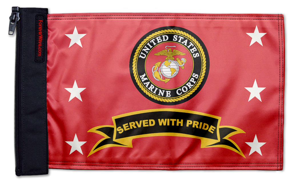 Marines Served With Pride 12"x18" Forever Wave Flag for Jeep Wrangler TJ 1996-2006
