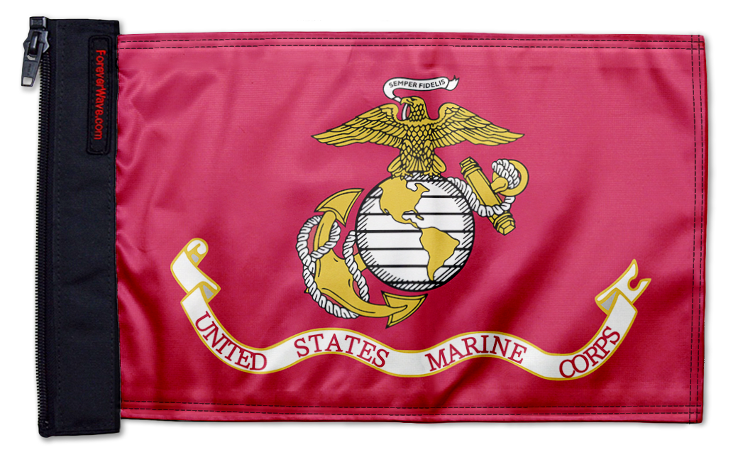 Marines 12"x18" Forever Wave Flag for Golf Carts