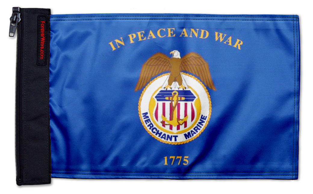 Merchant Marine 12"x18" Forever Wave Flag for Jeep Wrangler YJ 1986-1995