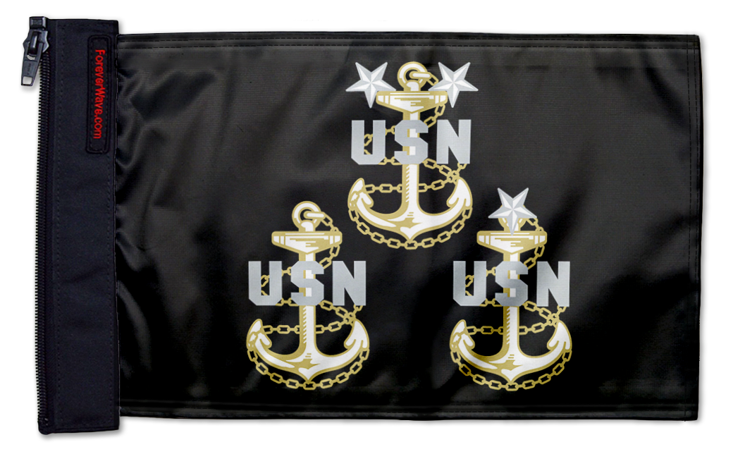 Navy Chief Petty Officers 12"x18" Forever Wave Flag for Jeep Wrangler CJ-7 and CJ-8 1976-1986