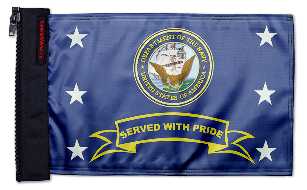 Navy Served With Pride 12"x18" Forever Wave Flag for Golf Carts