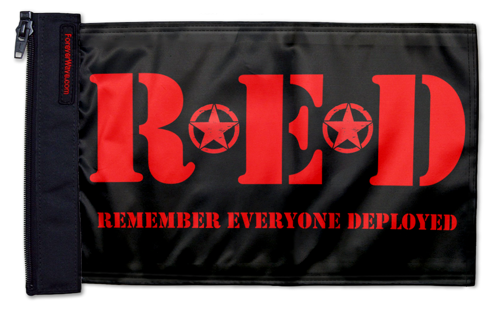 Remember Everyone Deployed 12"x18" Forever Wave Flag for Jeep Wrangler JKU 4-Door 2007-2018
