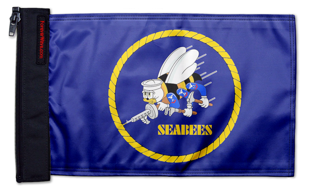 Navy Seabees 12"x18" Forever Wave Flag for Jeep Wrangler YJ 1986-1995