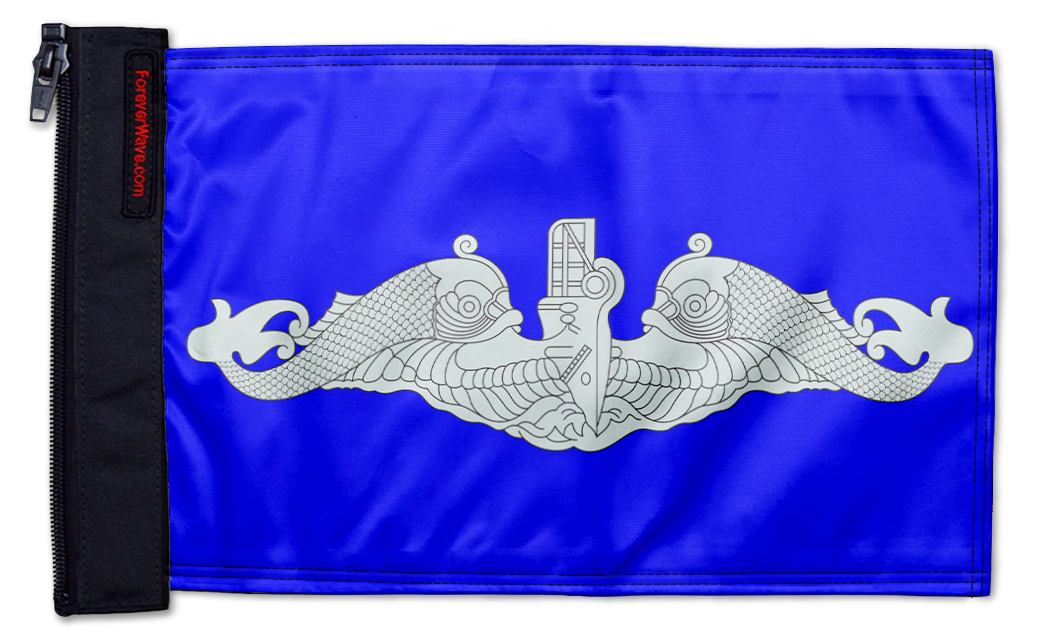 Submarine Silver Dolphins 12"x18" Forever Wave Flag for Jeep Wrangler JLU 4-Door 2018-Present