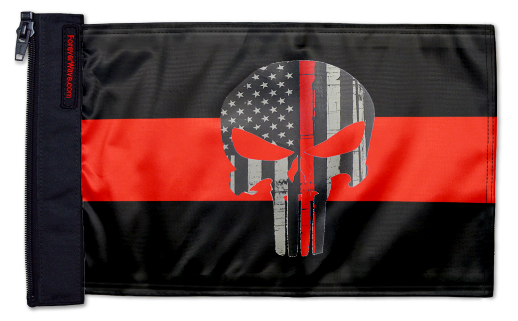 Thin Red Line Punisher 12"x18" Forever Wave Flag