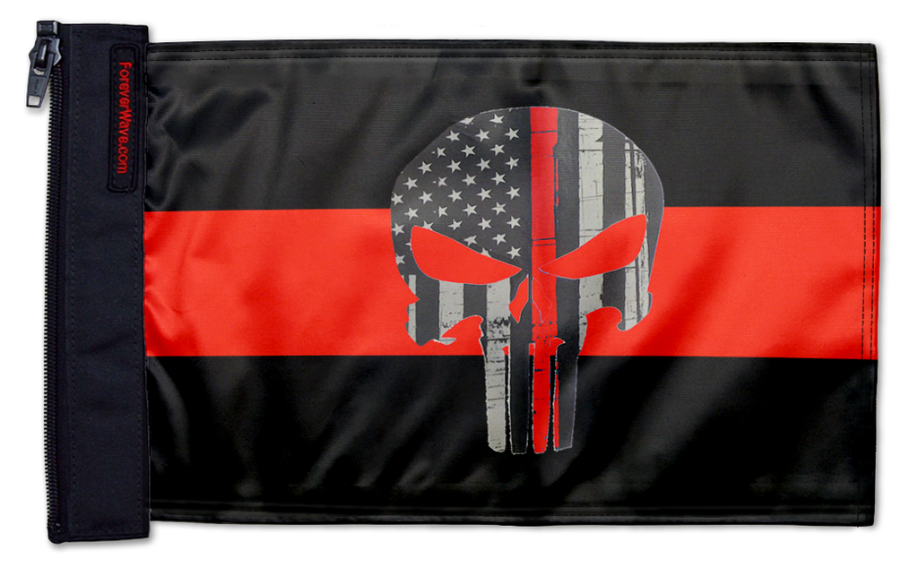 Thin Red Line Punisher 12"x18" Forever Wave Flag for Jeep Wrangler LJ 2003-2006