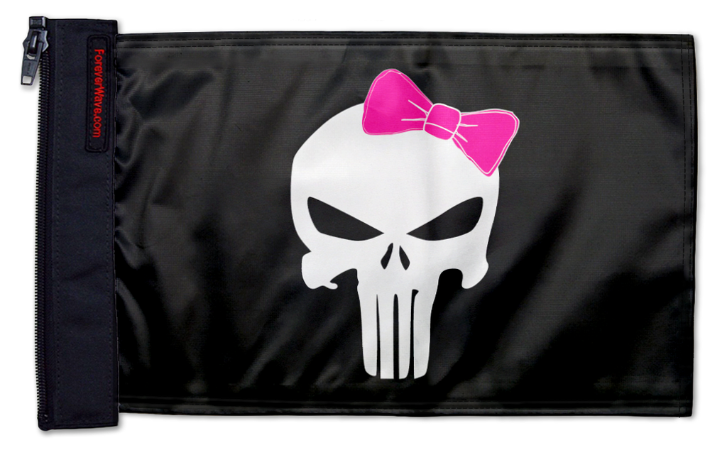 Punisher Pink Ribbon 12"x18" Forever Wave Flag for Jeep Wrangler JL 2-Door 2018-Present
