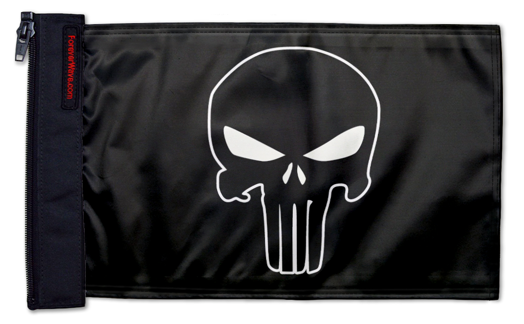 Punisher 12"x18" Forever Wave Flag for Jeep Wrangler JK 2-Door 2007-2018