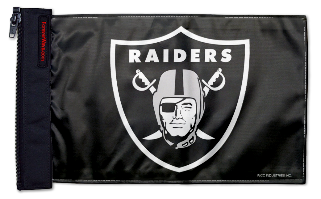 Las Vegas Raiders 11"x17" Forever Wave Flag for Jeep Wrangler CJ-7 and CJ-8 1976-1986