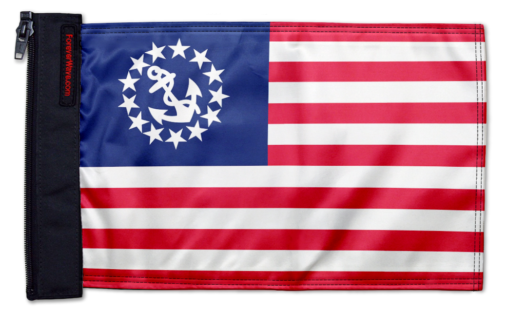 US Nautical Yacht Ensign 12"x18" Forever Wave Flag for Boats