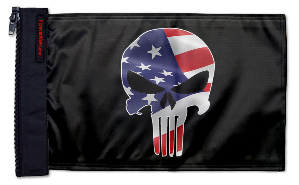 Punisher USA 12"x18" Forever Wave Flag for Jeep Wrangler LJ 2003-2006