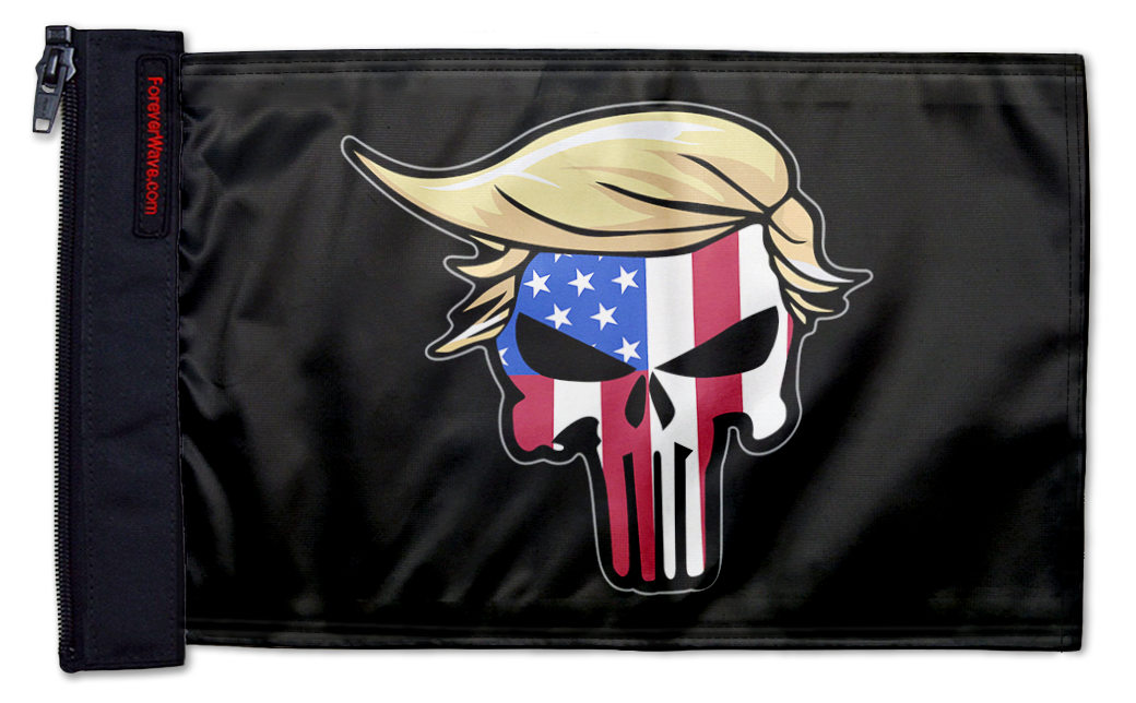 Trump Punisher 12"x18" Forever Wave Flag for Boats