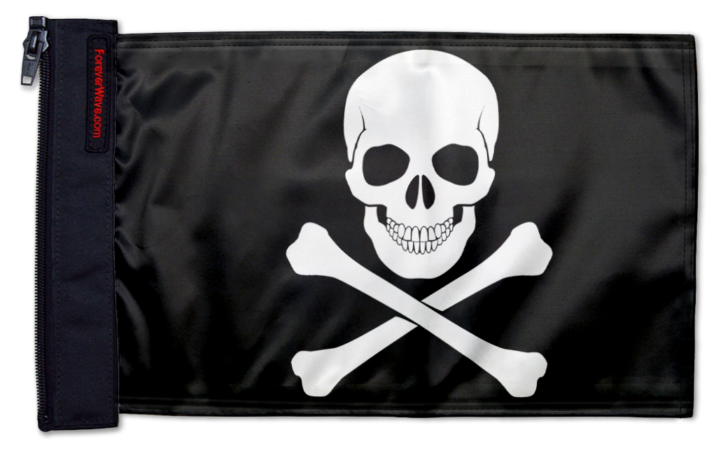 Jolly Roger 12"x18" Forever Wave Flag for Golf Carts
