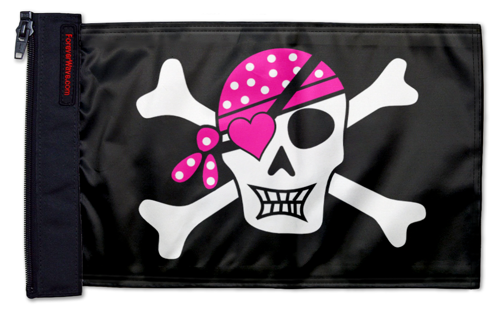 Pink Pirate 12"x18" Forever Wave Flag for Jeep Wrangler JK 2-Door 2007-2018