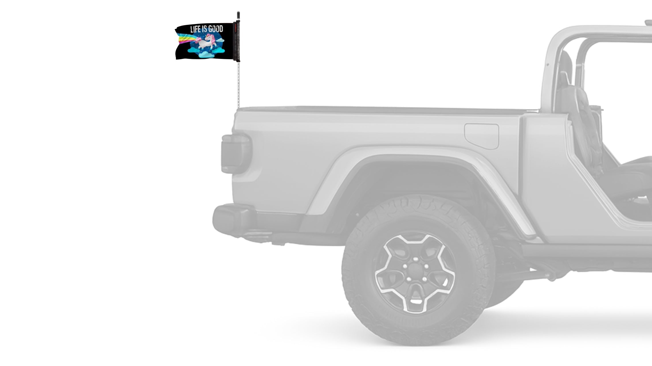 Life Is Good Unicorn 12"x18" Forever Wave Flag for Jeep Wrangler JLU 4-Door 2018-Present