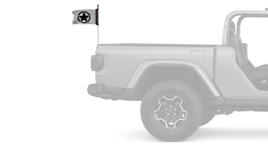 Oscar Mike 12"x18" Forever Wave Flag for Jeep Wrangler JLU 4-Door 2018-Present