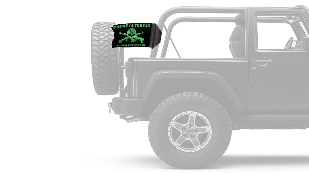 Zombie Outbreak Tactical Response Unit 12"x18" Forever Wave Flag for Jeep Wrangler TJ 1996-2006