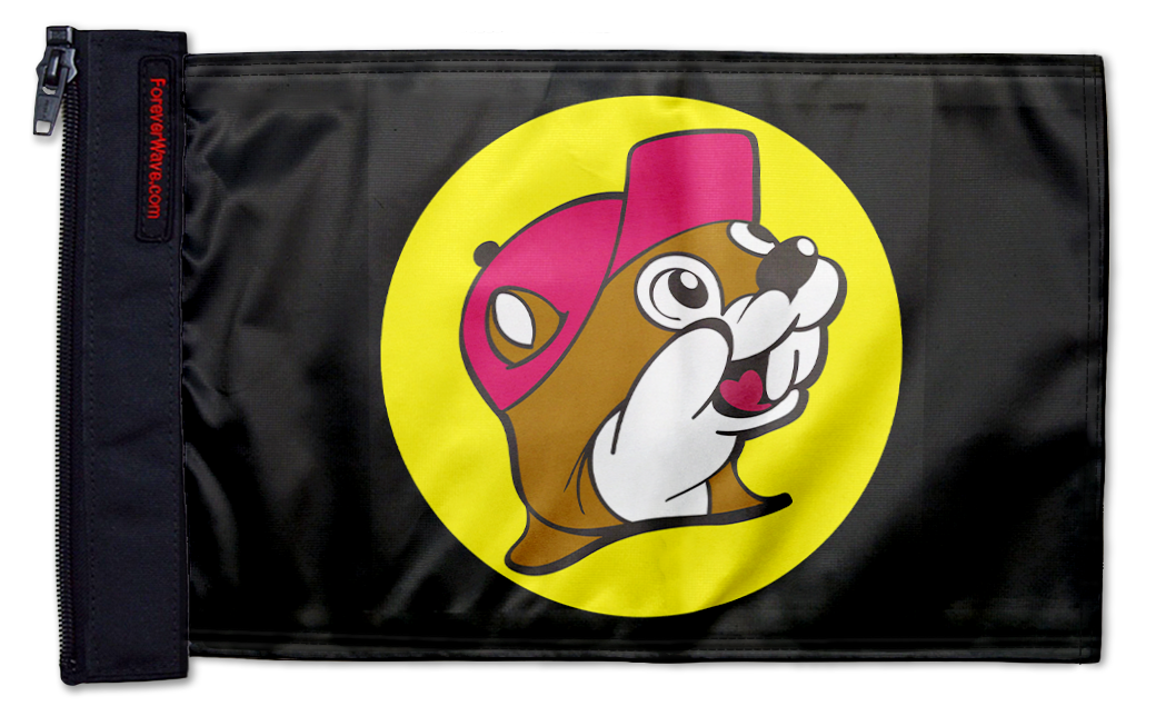 Buc-ees 12"x18" Forever Wave Flag for Jeep Wrangler JLU 4-Door 2018-Present