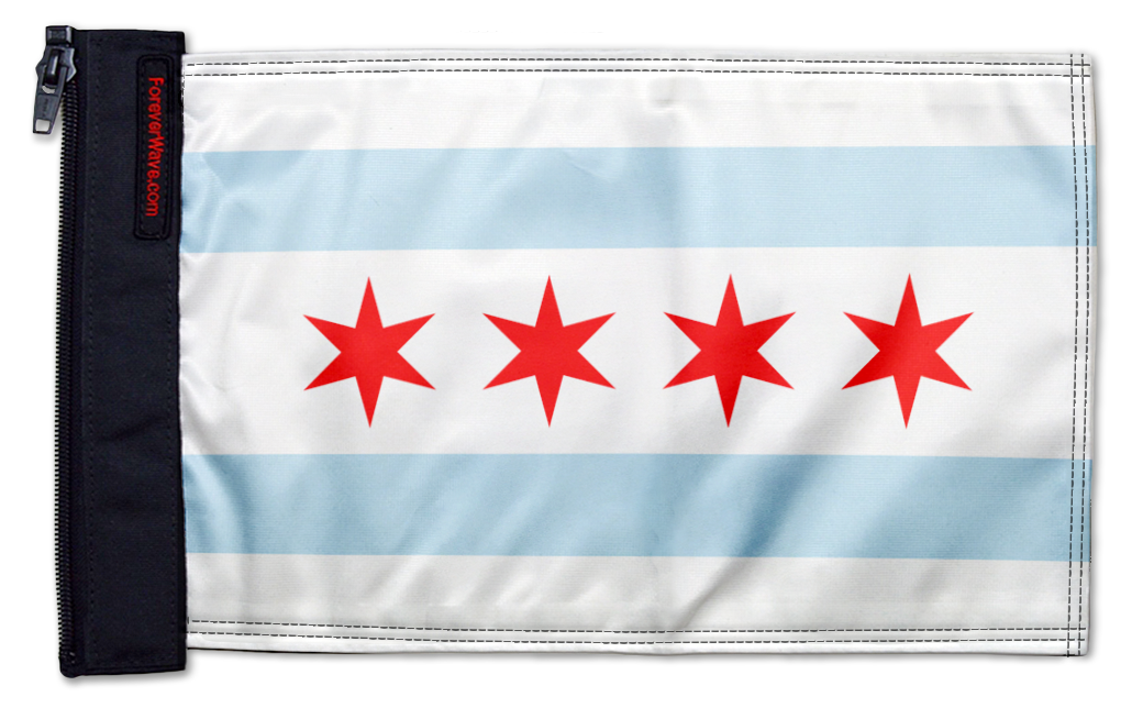 City of Chicago 12"x18" Forever Wave Flag for Jeep Wrangler JK 2-Door 2007-2018
