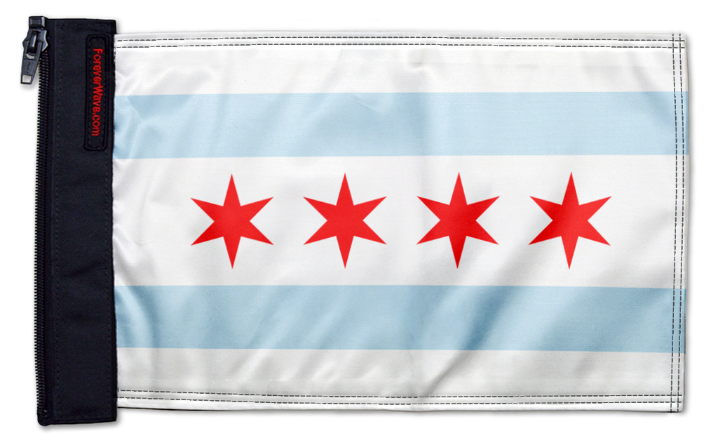 City of Chicago 12"x18" Forever Wave Flag for Jeep Wrangler CJ-7 and CJ-8 1976-1986