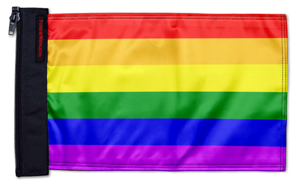 Rainbow 12"x18" Forever Wave Flag for Boats